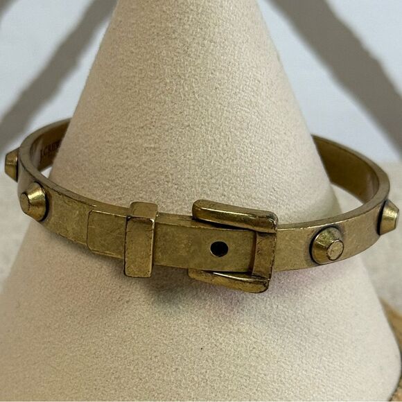 J Crew Matte Gold Studded Buckle Hinged Bracelet - Picture 1 of 6